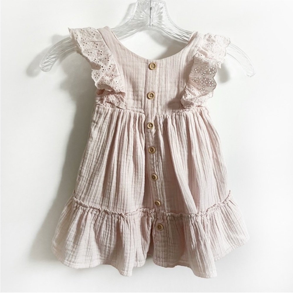 Rachel Ashwell girls dress pink blush cotton eyelet flounce buttons